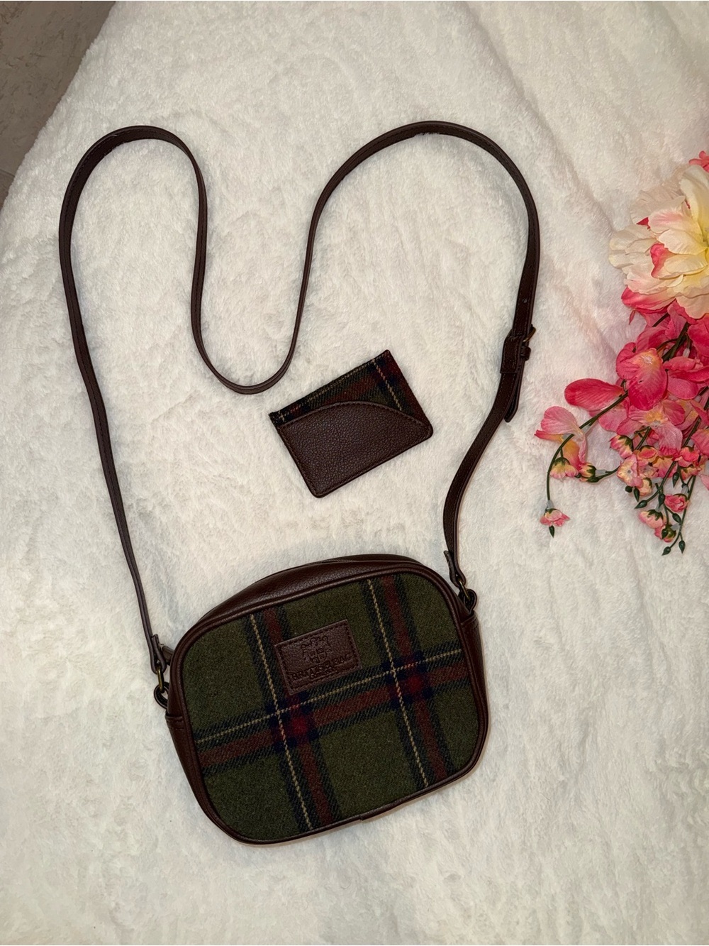 Vintage British Bag Company Plaid Crossbody Bag + Card Holder